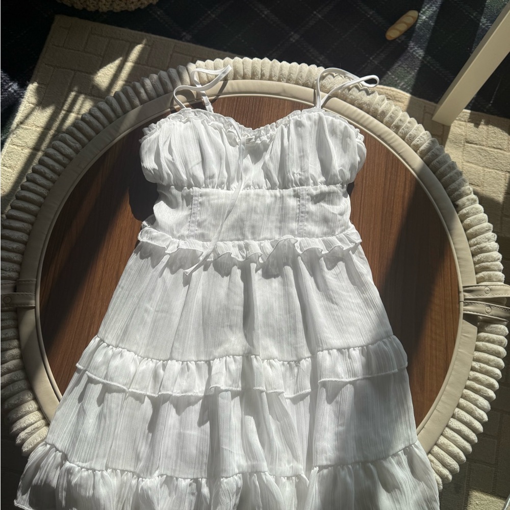 White Ruffled Kids Dress